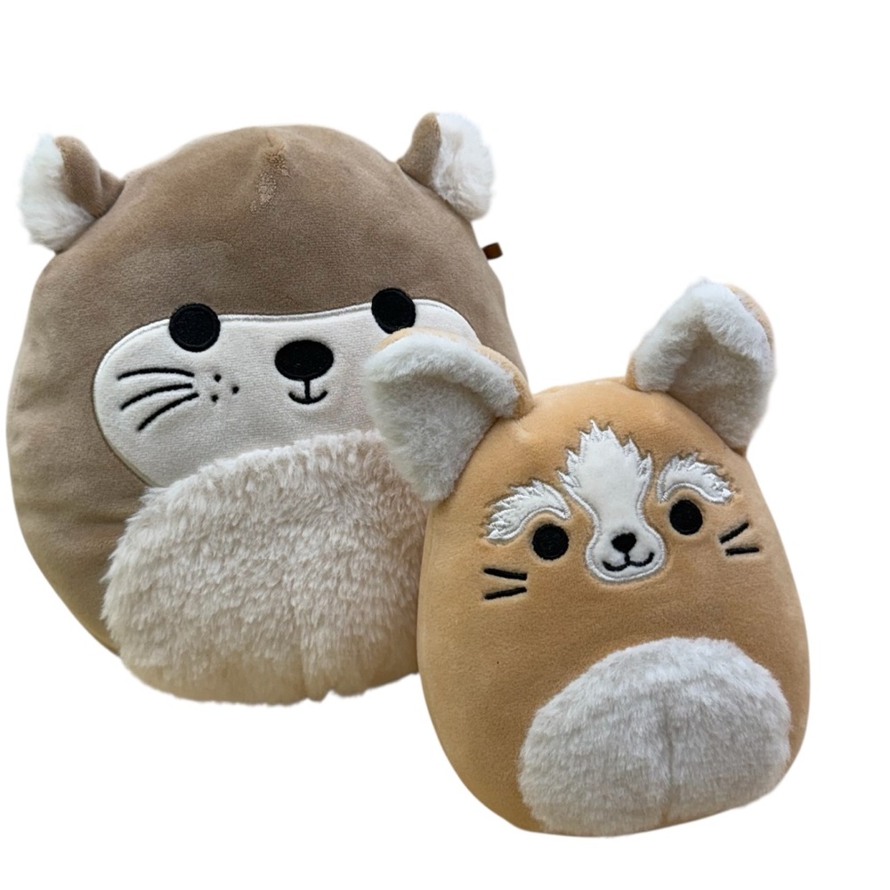 Squishmallows Plush Lot of 2 – Otter (7.5”) & Chipmunk (6”) Excellent Condition